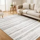 Area Rug Living Room Rugs - 5x7 Washable Boho Farmhouse Bohemian Neutral Larg...