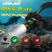 Diving Headlamp Underwater Headlight Scuba Head LED Flashlight Light Torch IPX8