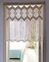 Achart Macrame Doorway Curtains Wall Hanging Window Curtain Panels Closet Room Divider Boho Wedding Decor Backdrop Macrame Valance Boho Kitchen Valance 33.4''W x 35.4''H (Ivory White)