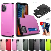 Shockproof Sliding Card Slot Holder Case Cover For iPhone 16 15 14 13 12 11 Pro