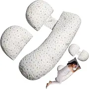 Pregnancy Pillow, Maternity Pillow Support for Sleeping Pregnancy Pillow for HIPS, Backs, Legs, Maternity Pillow with Detachable and Adjustable Pillow Cover