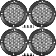 X AUTOHAUX Universal 2" Car Speaker Grills Cover Mesh Round 2 Inch Audio Speaker Subwoofer Guard Protector Case with Screws Iron Bright Black - Pack of 4