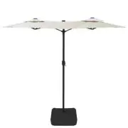 Double Head Garden Umbrella Outdoor Patio Shade Cantilever Parasol Sand White