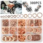 300 Pcs Assortment Car Solid Copper Crush Washers Seal Flat Oil Brake·.