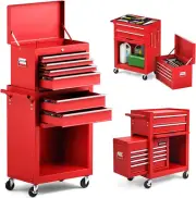 Costway 6-Drawer Tool Chest, Lockable Box and Storage Cabinet, Black and Red