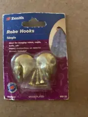 2 Pack Zenith ROBE HOOK SINGLE Hats Coat Elegant BRASS PLATED GOLD WAS0031 2003