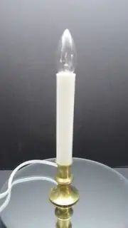 Christmas Candle Lamp for Window, Table 8 1/2" Tall Plug In Solid Brass Base