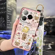 lulumi-Phone Case Compatible with Tecno Spark20 Pro 5G, Cartoon Dirt-resistant Kickstand Phone Holder, Waterproof Wrist Ring, Silicone Soft Case