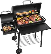 [Realcook] Charcoal Grills with Offest Smokers: Spacious Barrel Charcoal BBQ Grill | Barbecue Smoker Grill Combo for Outdoor Backyard Patio Camping Picnic and Party