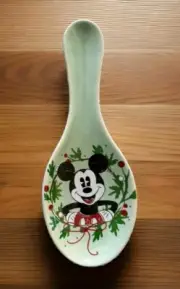 Mickey Mouse Christmas Ceramic Spoon Rest New No Box
