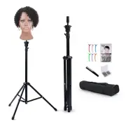 Klvied Reinforced Wig Stand Tripod Mannequin Head Stand, Adjustable Holder fo...