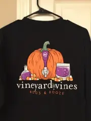 Vineyard Vines Men's Boos & Booze Black Long Sleeve Small Pocket T-shirt NWT