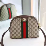 精品二手GUCCI GG OPHIDIA SUPREME 綠紅綠 小款 PVC 499621 蔡依林 單肩包 經典貝殼包