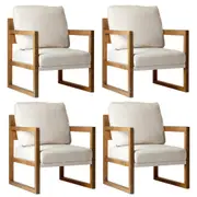 Oikiture 4x Armchair Lounge Sofa Chair Fabric Accent Chair Tub Armchairs Couches
