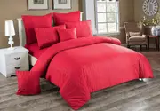 Seersucker Duvet/Doona/Quilt Cover Set-Double Queen/King/Super King Size-Red