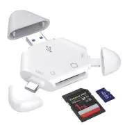 SD Card Reader,Memory Card Reader for White(Lightning+USB+USB-C for SD+TF)