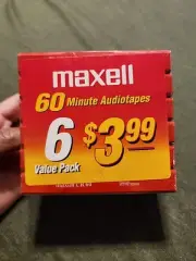 NEW Maxell Blank Tapes Audio Cassette Normal Bias UR 60 Minutes 6 Pack