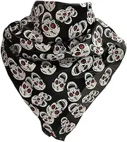 [WRITWAA] Thick Square Scarf Skull Design Soft Headwrap Halloween Party Accessory Easy to Wear