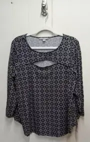 Valerie Stevens Womens Black/White Pattern Top (Size L) Nwt