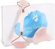 Jade Roller and Gua Sha Set, Jade Roller for Face, Anti-aging Natural Facial Roller Jade Gua Sha Set, Facial Roller for Eye Puffiness Treatment, Skin Tightening, Rejuvenate Face & Neck