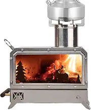 Stainless Steel Outdoor Stove - Wood Stoves, Wood Stove for Tent, Foldable Heated Camping Stove, Transparent Tent Wood Stove with Fireplace for