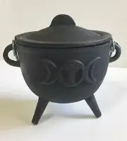 Cast Iron Cauldron Triple Moon