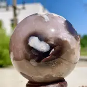 256G Natural Sakura Flower Agate QUARTZ Sphere Crystal Ball Healing