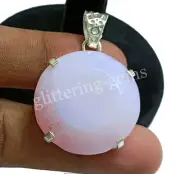 102.45Ct Natural Pink Opal Round 925 Solid Sterling Silver Pendant A+Gemstone NA