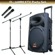 E-lektron Kvocal 12 Portable Bluetooth Speaker with 2 Wireless Microphones and Mic Stands