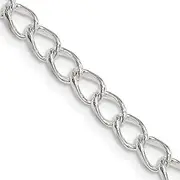 [JewelryWeb] 925 Sterling Silver Solid Polished Fancy Lobster Closure Half round Wire Curb Chain Bracelet 4.5mm Lobster Claw Jewelry Gifts for Women - Length Options: 18 20