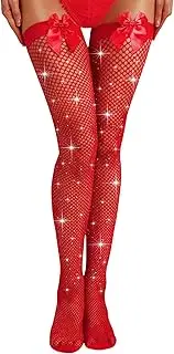 [Malustar] Sparkly Fishnet Hold Up Stockings with Bows
