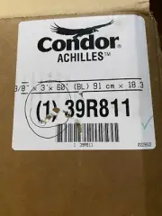 Condor 39R811 Antifatigue Runner, Black, 3 Ft. W X 60 Ft. L, 3/8" Thick, Vinyl