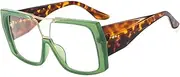 [TYUVIVO] Fashion Women's Large Polygonal Flat Mirror Men Wide Legs Glasses Frame Glasses