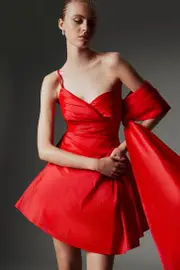 Archive Collection - Taffeta Draped Shoulder Mini Dress