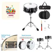 Snare Drum Set for Kids Students Beginners Kit, 14 Inch, 10 Lugs, Wooden Shel...