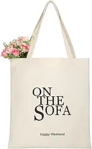 [Dreubea] Monogrammed Canvas Tote Bag Casual Shoulder Bag, Big Capacity Handbag for Women