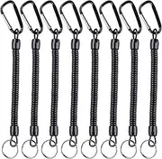 YOGAYET Fishing Lanyards Safety Rope Wire Coiled Tether for Pliers Grippers Fish Tackle Tools (Pack of 8)