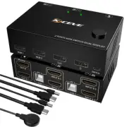 2 in 2 out HDMI KVM Switch Dual Monitor Switcher USB 4K HD 2 Computer PC Control
