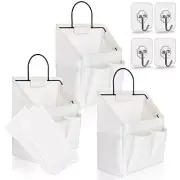 3pcs Small Wall Hanging Organizer Bag, Linen Fabric Door White-small (3 Pcs)