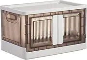 Folding Storage Bins with Doors | Plastics Collapsible Bins for Home - Folding Storage Box with Safety Latch Doors for Organizing Home Kitchen Ytger