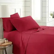 Southshore Fine Living, Inc. Super Soft Microfiber California King Size Sheet Set, Bed Sheets 4 Piece Set, Deep Pocket Fitted Sheet, Flat Sheet, 2 Pillowcases, Chili Pepper Red