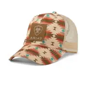 New! Women's Ariat Pink & tan AZTEC BASEBALL CAP / HAT w/ Ponytail opening Mesh