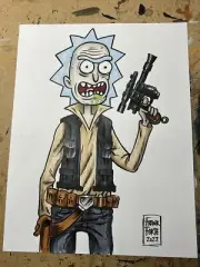 4x6 Original Commission Bob's Burgers Mash Up Rick & Morty art By Frank Forte