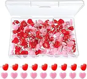 50 Pcs Heart Push Pins,with Storage Box, Love Heart Push Pins for Bulletin Board, Pin Board, Cork Board, Foam Board, Map Calendar, Fixed Document Photo (Red,Pink)