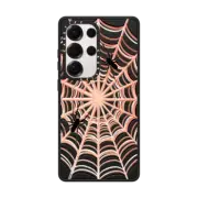 Galaxy S25 Ultra Impact Magnetic Case HALLOWEEN SPIDER WEB 4, SPOOKY SPIDERS CORAL PEACH SCARY INSECTS CREEPY BUGS TRANSPARENT