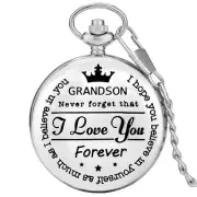 Meaningful to My Grandson from Grandpa and Grandma Pocket Watch Silver Tone Gift