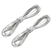 2 Bundles Flat Leather Cord, 5.5 Yards 5mm Leather Craft Lace Strip, Silver