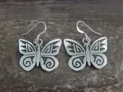 Native American Sterling Silver Butterfly Dangle Earrings by Sonny Gene Jr.