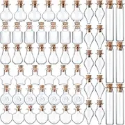 80 Pieces Wishing Bottle Glass Cork Bottles Tiny Wishing Drifting Bottle Mini Small Glass Jars Bottles 8 Shapes for Wedding Party DIY Decoration Bead Containers Arts and Crafts DIY Projects