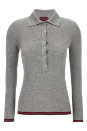 GUCCI Web Ribbon Lurex Polo Shirt